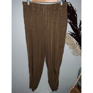 Thread & Supply size L 100% Tencel brown joggers ankle pants 28” inseam pull on